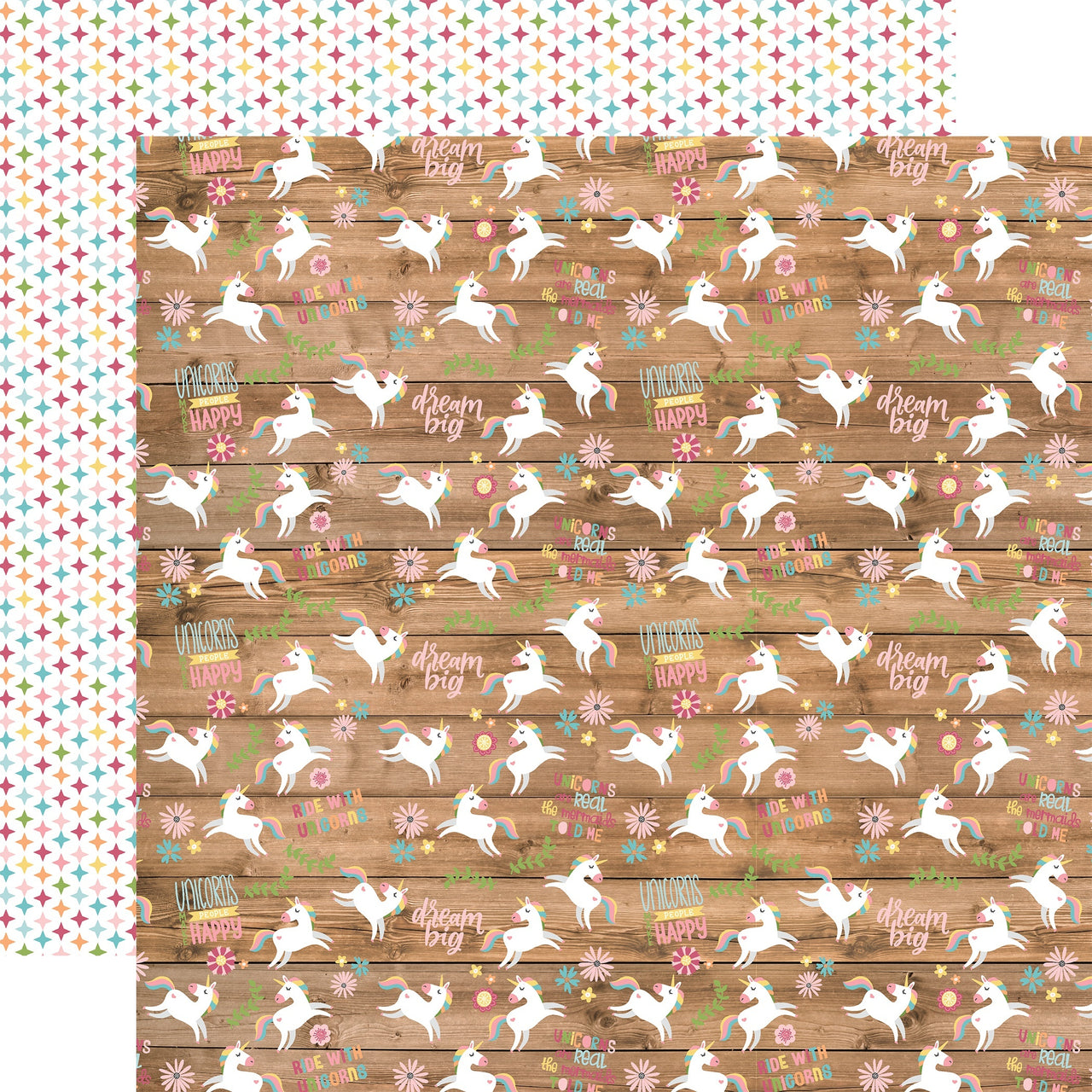 Echo Park Paper All Girl Double-Sided Cardstock 12"X12" 25/Pkg - Happy Unicorns