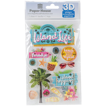 Paper House 3D Stickers 4.5"X7.5" - Island Life
