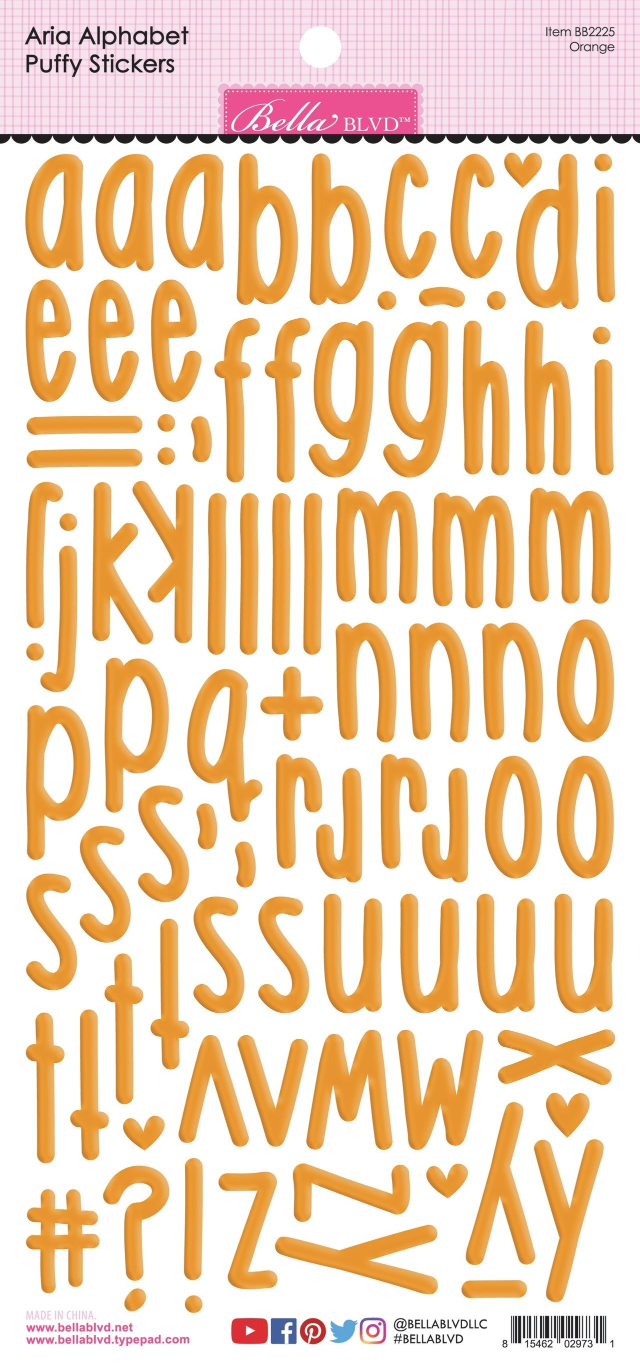 Doodlebug Aria Alpha Puffy Stickers - Orange