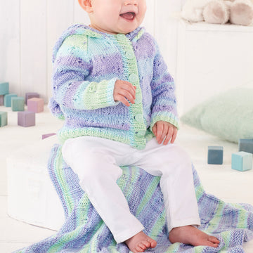 Top, Hoodie, Hat & Blanket in King Cole Cottonsoft Baby Crush DK  - 5632 - Leaflet