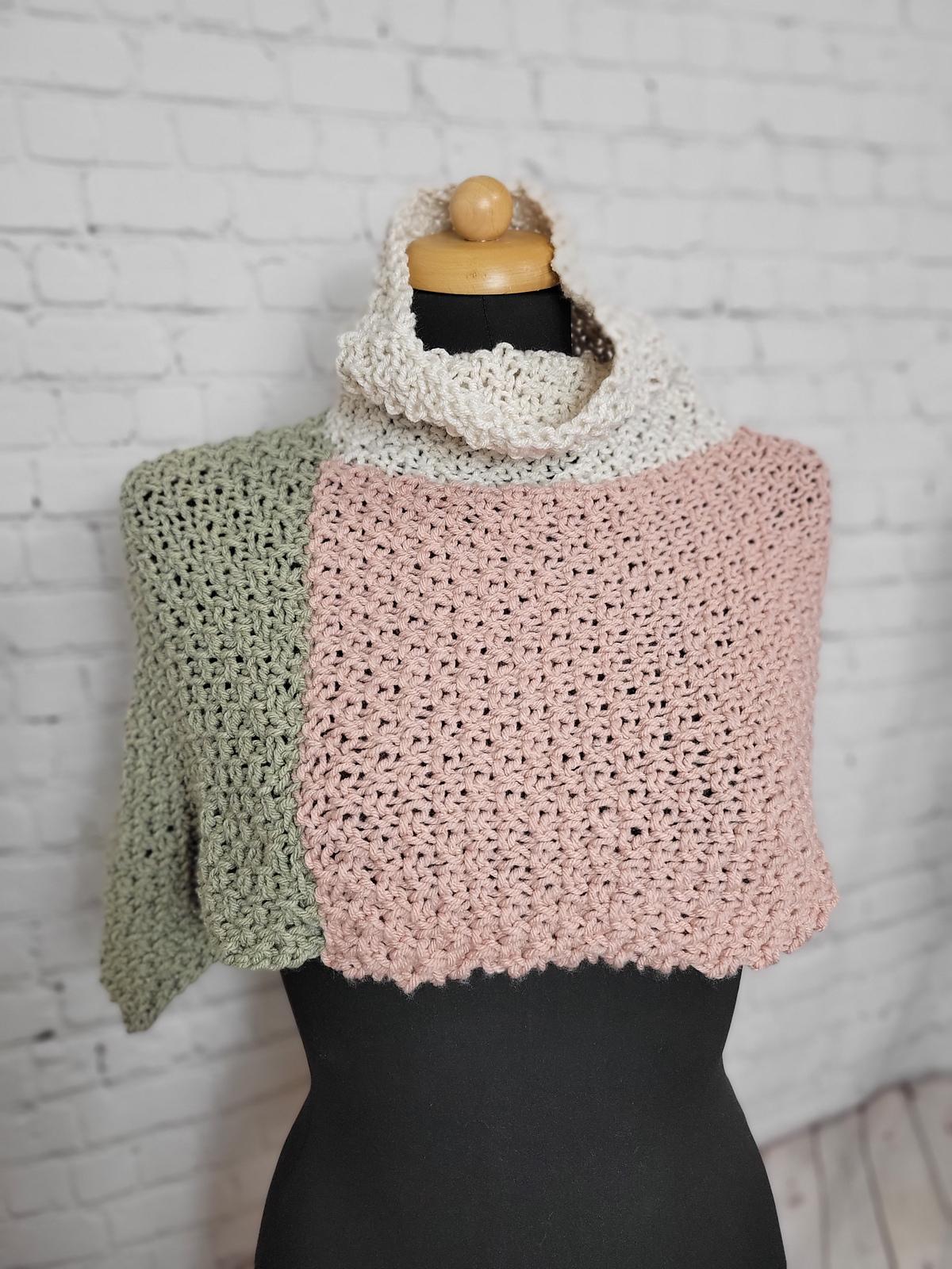 Mossy Turtleneck Poncho