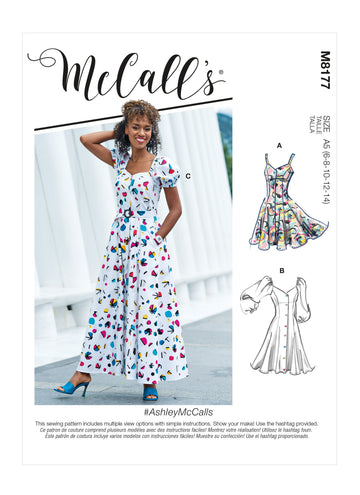 McCall's Misses' Dresses & Belt M8177 - Sewing Pattern