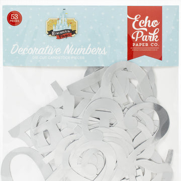Echo Park Paper Remember The Magic Cardstock Die-Cuts - Decorative Numbers W/Silver Foil