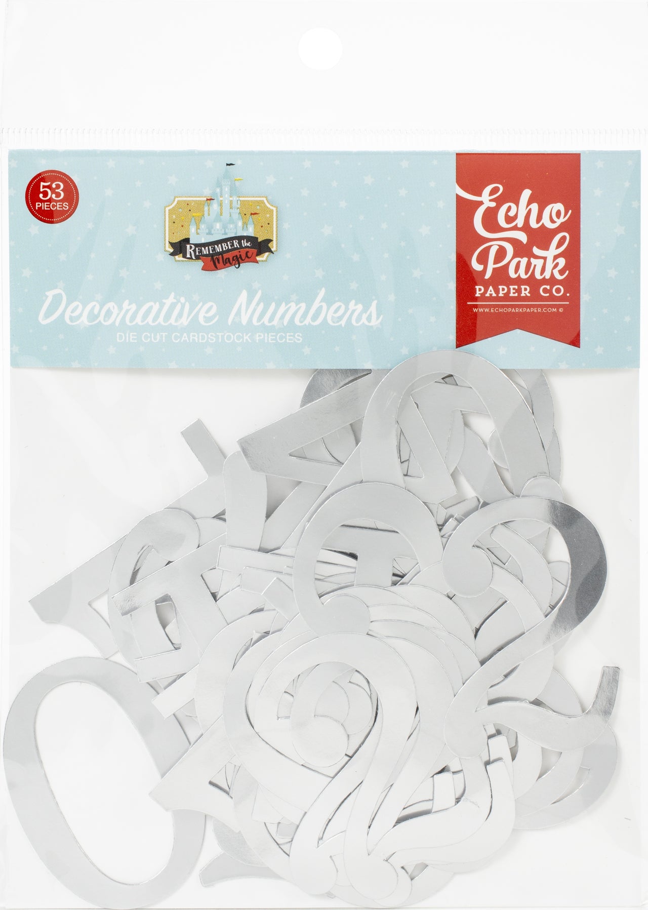 Echo Park Paper Remember The Magic Cardstock Die-Cuts - Decorative Numbers W/Silver Foil