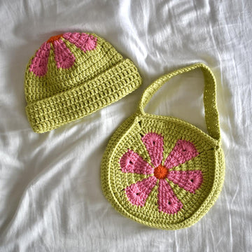 Crochet mini flower bag