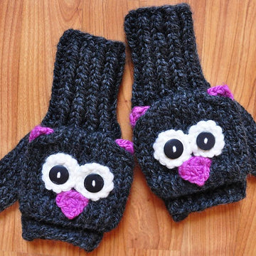 Smitten Mittens Fingerless Owl and Cat Animal Mittens