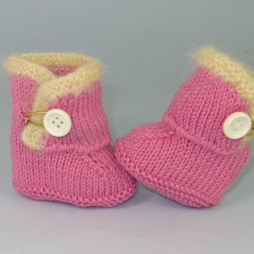 Baby Fur Trim One Button Booties (Bootees)