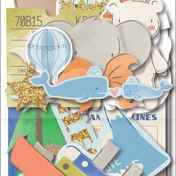 American Crafts Little Adventurer Ephemera Cardstock Die-Cuts 40/Pkg - Boy W/Rose Gold Glitter Accents