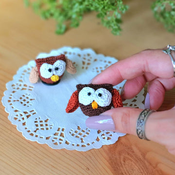 Miniature owl brooch pin