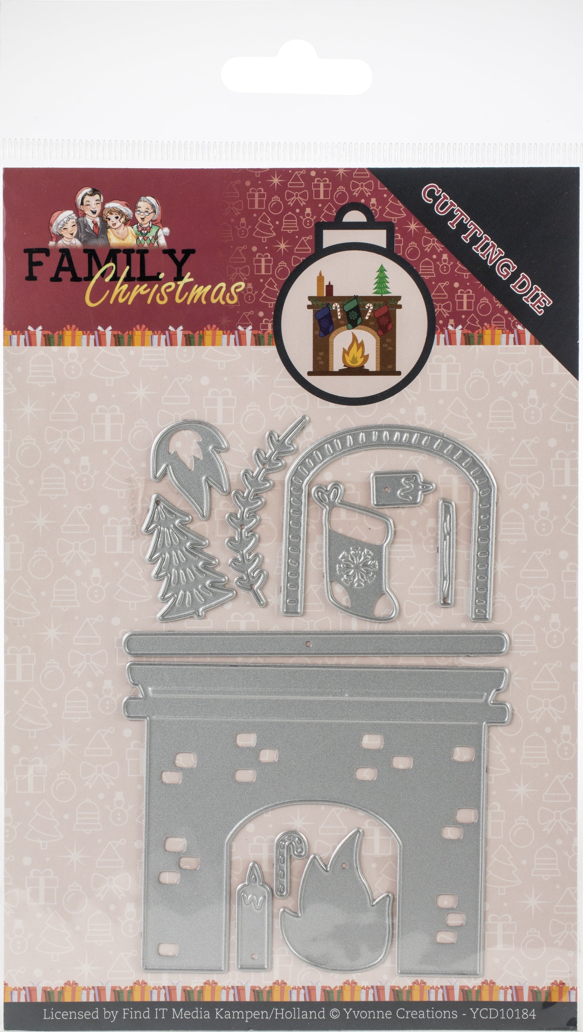 Find It Trading Yvonne Creations Die - Fireplace, Family Christmas