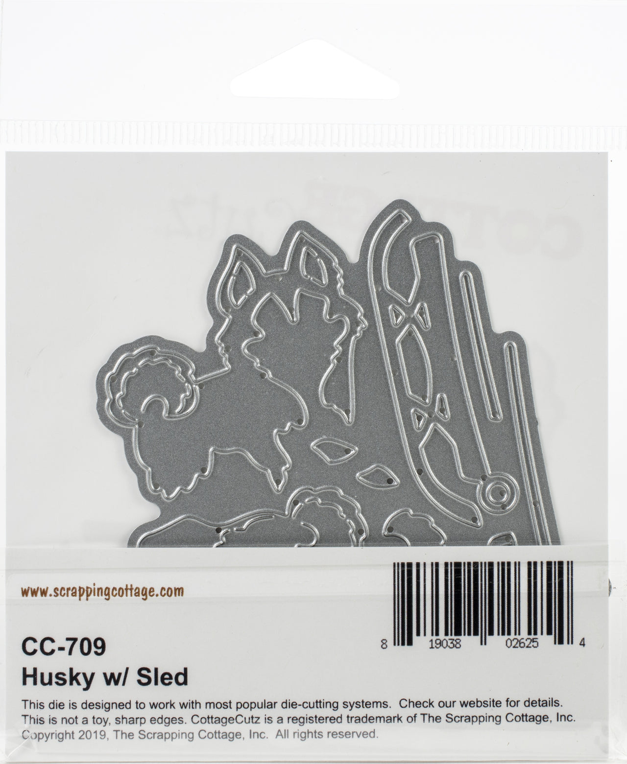CottageCutz Dies - Husky W/Sled, 4.5"X2.1"