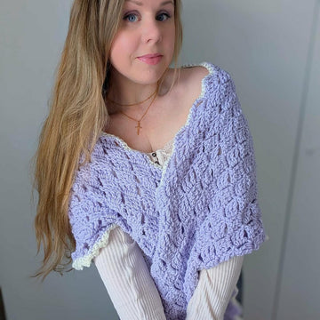 Crochet Lavender Flower Shawl Pattern