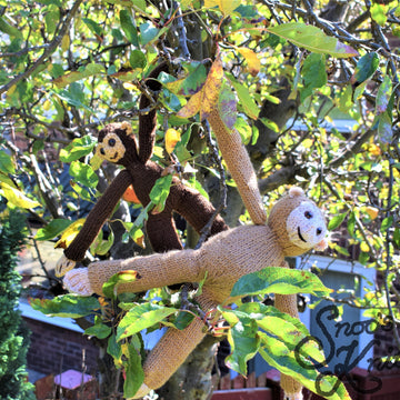 Hanging Monkey Chimpanzee Toy Two Sizes Knitting Pattern Snoo's Knits – Pattern Only