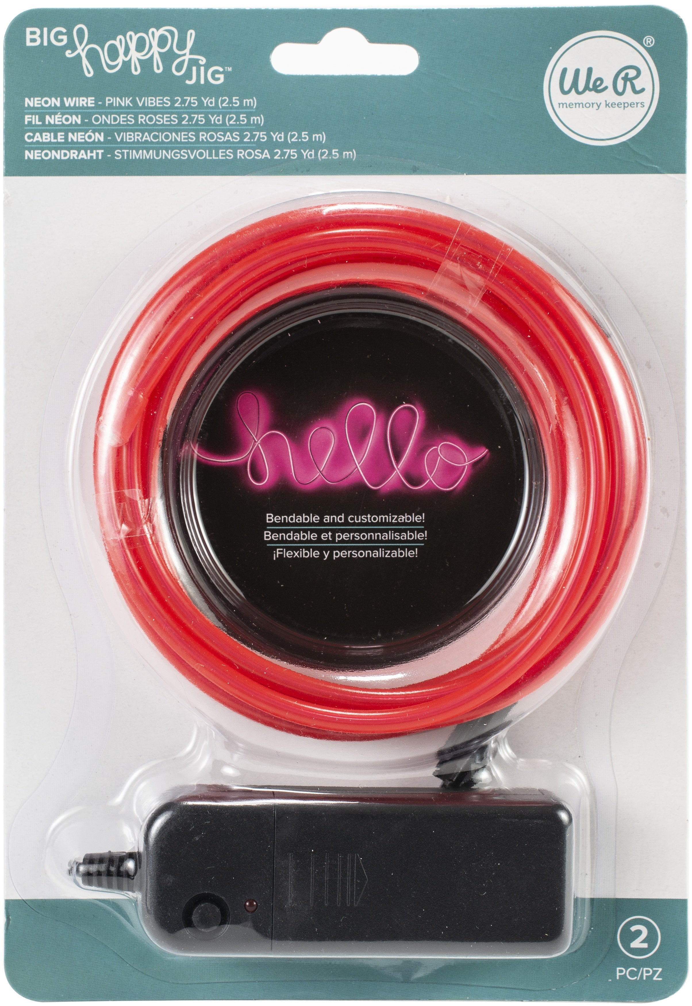 We R Memory Keepers Big Happy Jig Neon Wire 2pcs - Pink Vibes