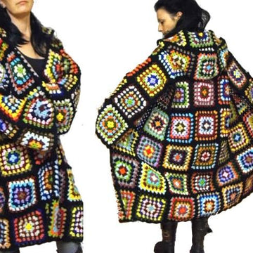 OversiZed COAT & HooD, granny sqare coat