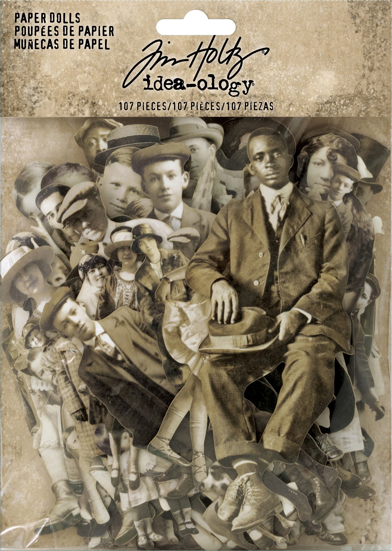 Advantus Idea-Ology Paper Dolls Die-Cuts 107/Pkg - Vintage Black & White .75" To 5.5"