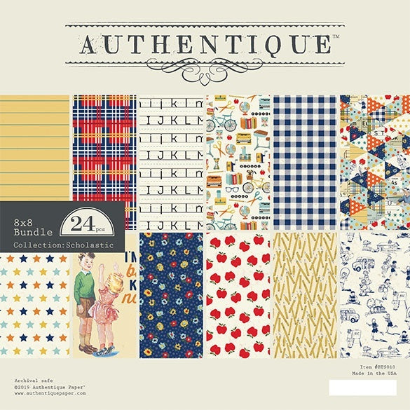 Authentique Paper Authentique Double-Sided Cardstock Pad 8"X8" 24/Pkg - Scholastic, 6 Designs/4 Each