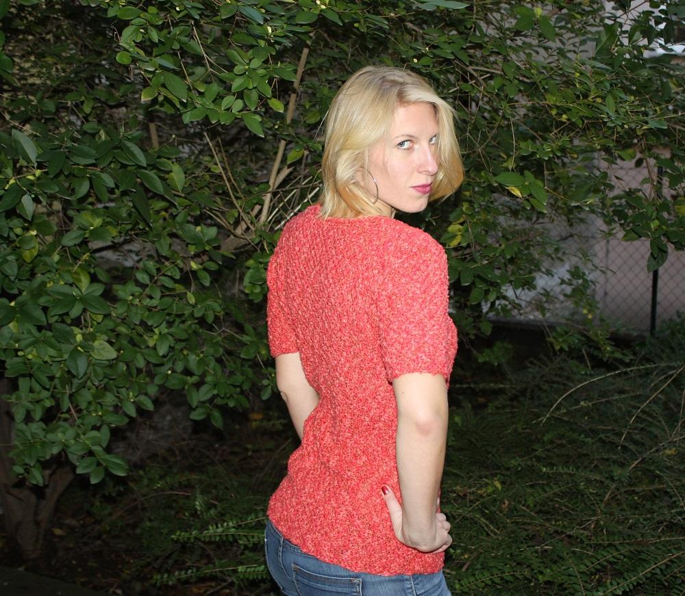 Red Bouclé Pullover