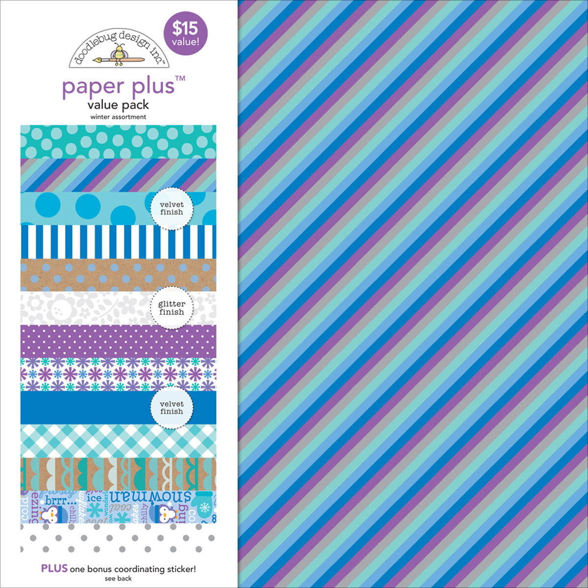 Doodlebug Paper Plus Value Pack 12"X12" - Winter