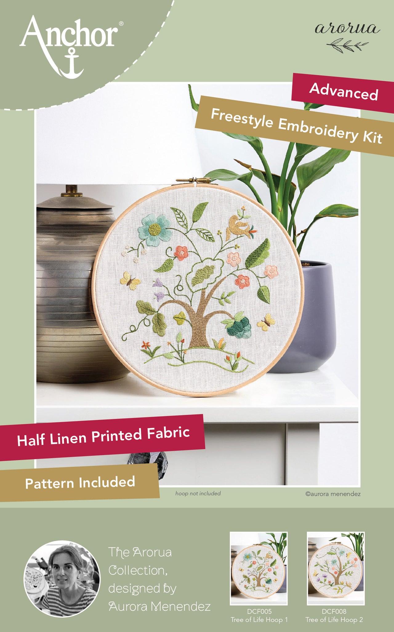 Anchor Aurora - Tree Hoop Printed Embroidery Kit - 22 cm