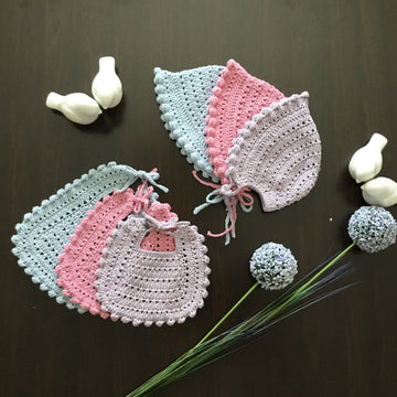 Mia Baby Girl Bib & Bonnet Set N 480