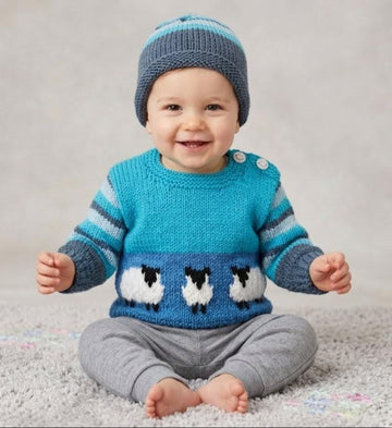 Baby Blue Sheep Sweater and Hat