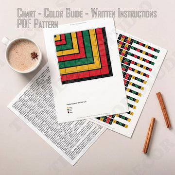 C2C CROCHET PATTERN Rasta Squares Blanket Wallhanging Rastafari Throw Intarsia Lapghan