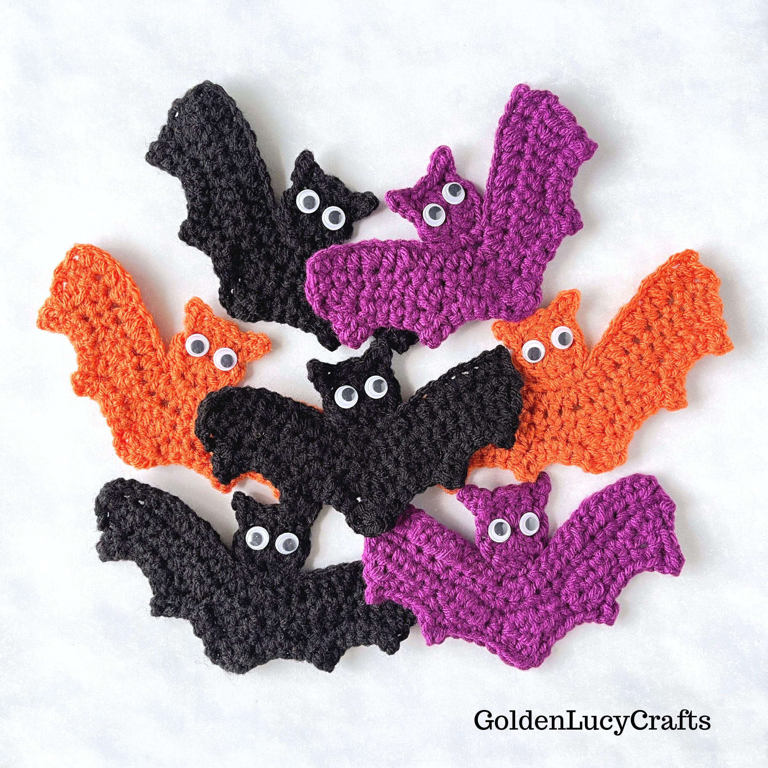 Crochet Pattern Bat Applique, Halloween