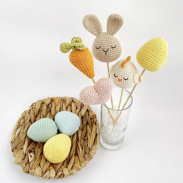 Crochet pattern Easter decorations Amigurumi Easter egg pattern Bunny Chicken Carrot Heart