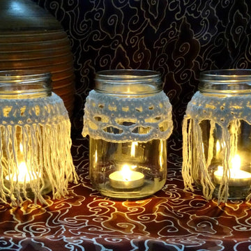 Crochet Boho Candle Cozy Trio
