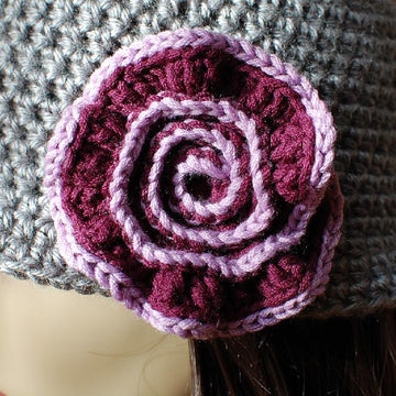 Brimmed Hat with Swirl Flower