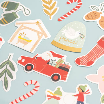 American Crafts Merry Little Christmas Ephemera Cardstock Die-Cuts 40/Pkg - Icons W/Gold Foil Accents