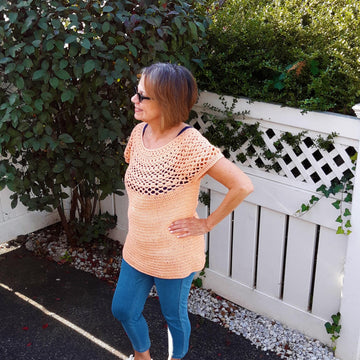 White Peach Round Yoke Tunic