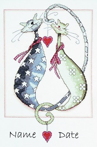 Design Works Purrfect Wedding - Anniversary Cross Stitch Kit - 23cm x 35.5cm