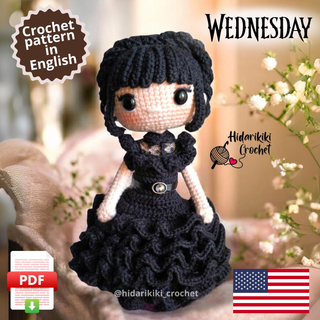 Wednesday Addams Amigurumi Crochet Pattern – Rave’n Dance Party Outfit (PDF)