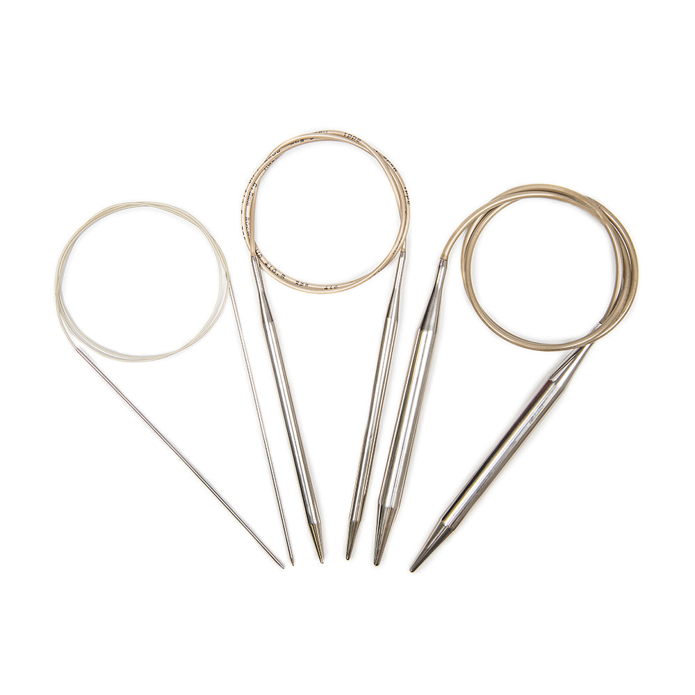 AddiPremium Classic Circular Knitting Needle with Brass Tips and Gold Cords 80cm