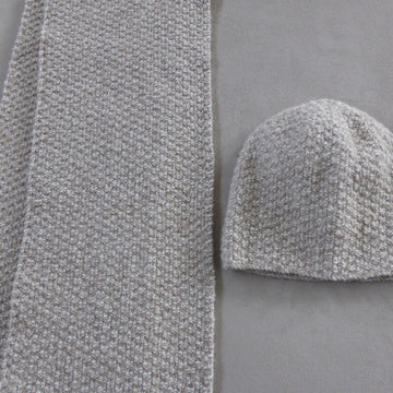 Saharra - family moss stitch beanie and scarf/cowl