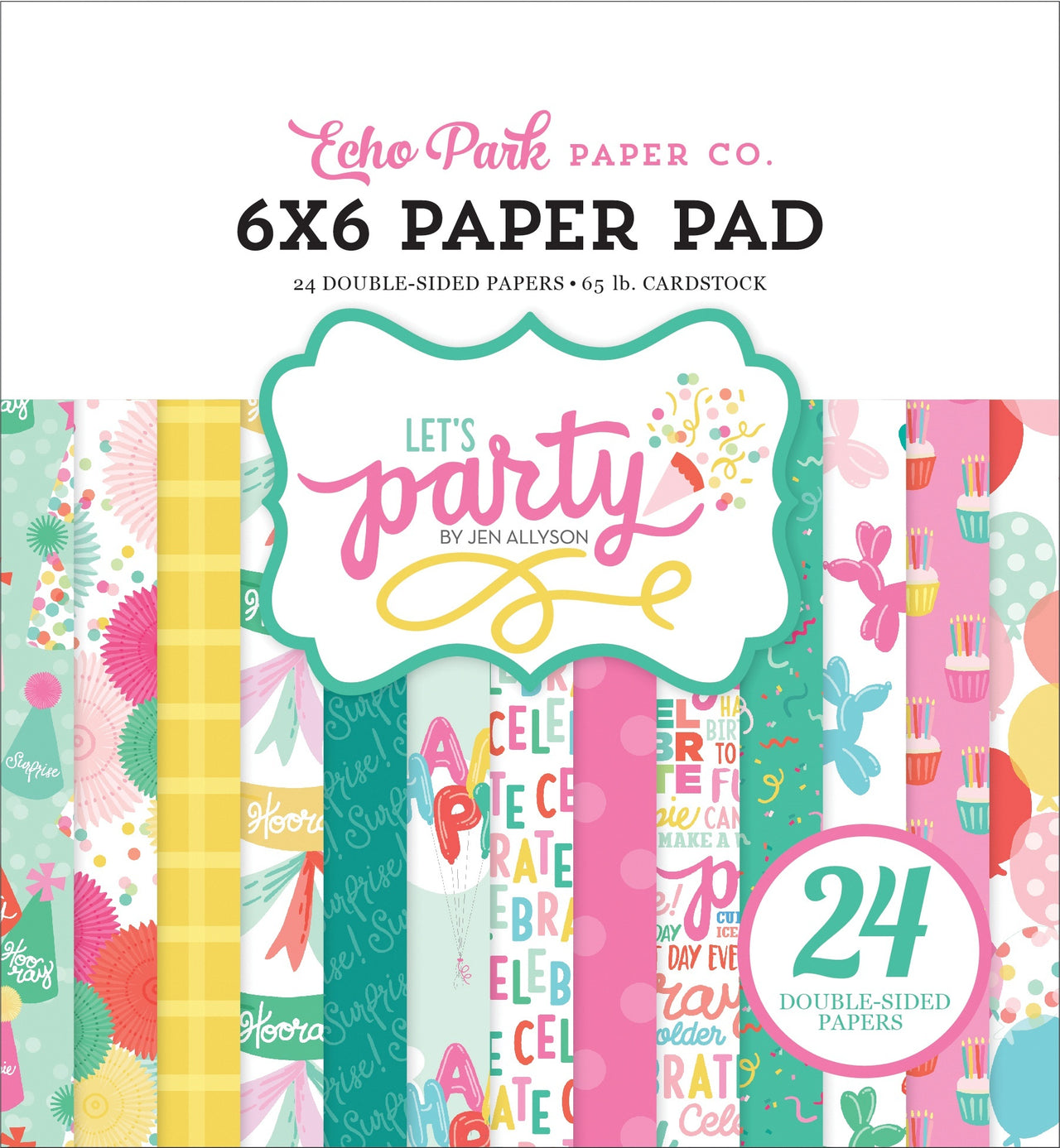 Echo Park Paper Echo Park Double-Sided Paper Pad 6"X6" 24/Pkg - Let's Party, 12 Designs/2 Each
