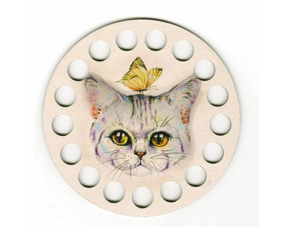 RTO Yarn Holder - Round Printed Cat Grey