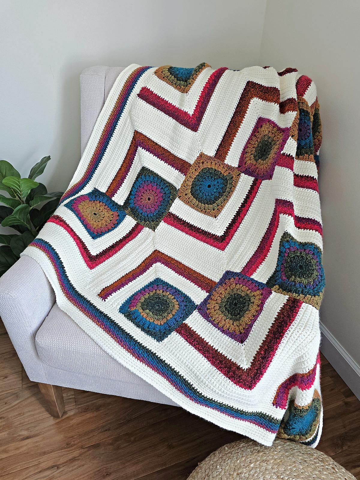 Meandering Squares Crochet Blanket