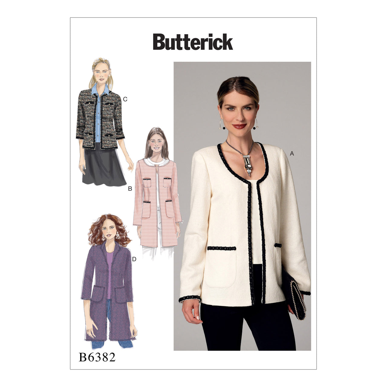 Butterick Misses' Open-Front Jackets with Patch Pockets B6382 - Sewing Pattern