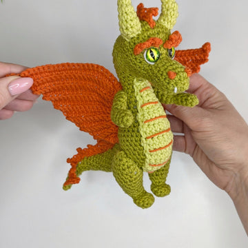 Gustav the Dragon crochet pattern, amigurumi dragon pattern