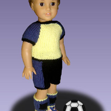 Doll clothes pattern.(knit) Fits American Girl Doll. Soccer Set 023