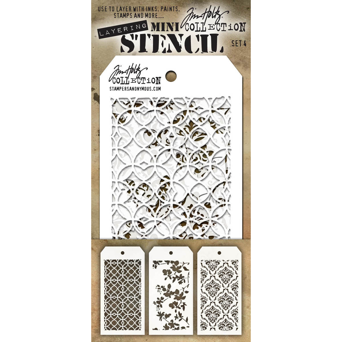 Stampers Anonymous Tim Holtz Mini Layered Stencil Set 3/Pkg - Set #4