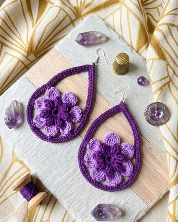 41. Amethyst Bloom Crochet Earrings
