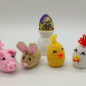 PDF KNITTING PATTERN Farm Yard Creme Egg Covers EASY Set Of 4 Pig Chick Bunny EASTER Oreo Egg