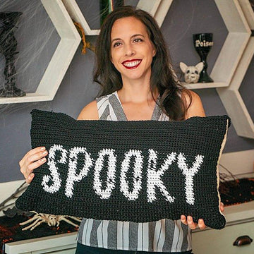 Spooky Crochet Pillow Cover