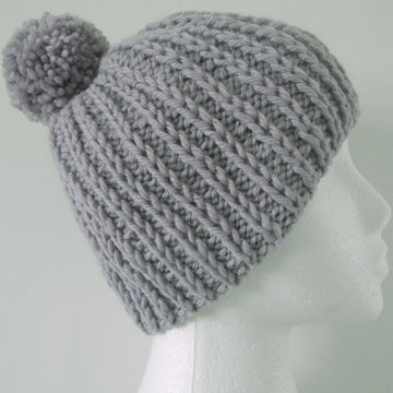 Chunky Rib Pom Pom Hat