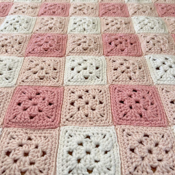 Gingham Granny Square Baby Blanket