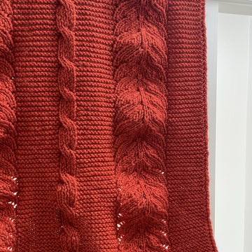 Reversible Cable and Lace Baby Blanket BJ87